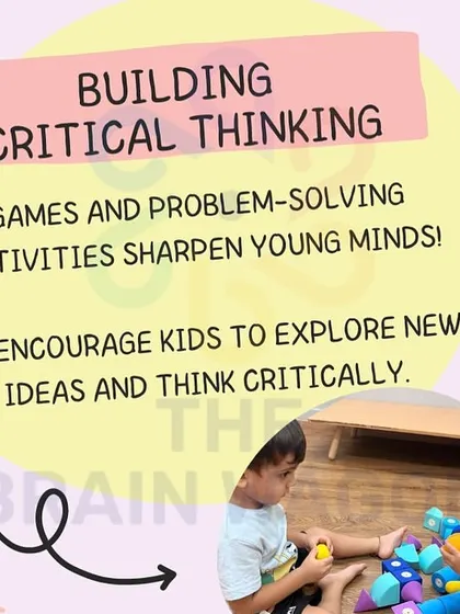 We build critical thinking through games and problem-solving activities. Our goal is to encourage kids to explore new ideas and think critically, whether they are building with blocks or telling a story.