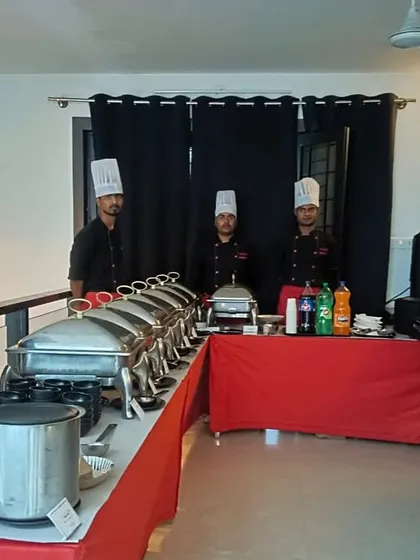 Our team of chefs ready to serve at a lunch party in a stylish villa, showcasing our ability to cater in premium residential locations.