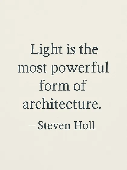 Architect Steven Holl said, 'Light is the most powerful form of architecture.' We see light as a material itself, one that we carve and shape to create mood, define form, and breathe life into our buildings.