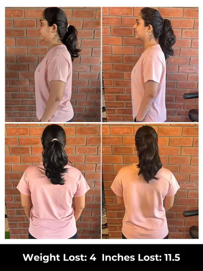 Pranamya's 6-week challenge resulted in a 4 kg weight loss and an 11.5-inch reduction. She never felt like skipping a class because the training was effective and fun, helping her build a healthy lifestyle that sticks.