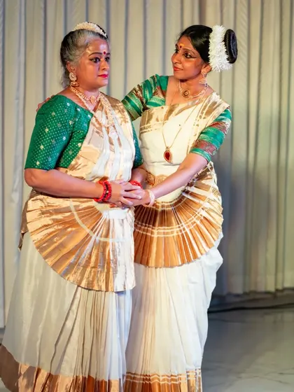 A tender moment between two characters in "Uthara," highlighting the deep emotional storytelling in our experimental work.