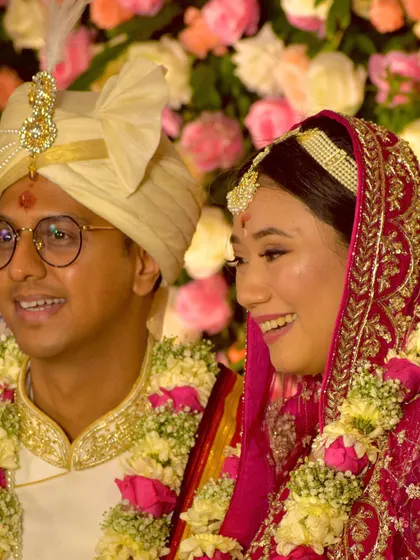 A happy couple during their wedding ceremony. I work behind the scenes to make sure the celebration that follows is just as perfect and full of energy.