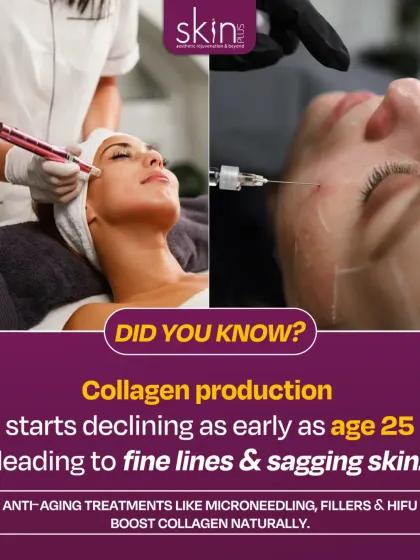 Did you know collagen production starts declining as early as age 25? This leads to fine lines and sagging skin. Our anti-aging treatments like microneedling, fillers, and HIFU are designed to boost collagen naturally.