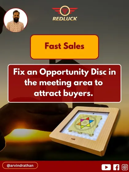 For real estate offices struggling with slow sales, Vastu offers powerful remedies. This image introduces key secrets, such as placing an Opportunity Disc in the meeting area to attract serious buyers and speed up deals.