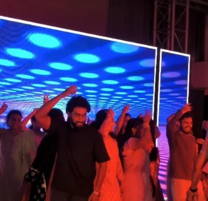 The groom and his friends take over the dance floor.