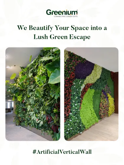 Here are two examples of my artificial vertical wall designs. One features a lush, tropical mix of greens, while the other uses a more abstract, colorful pattern, showing the creative possibilities.