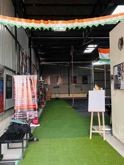 The entrance to our main training area. The green turf leads you into the box, where the day's workout awaits.