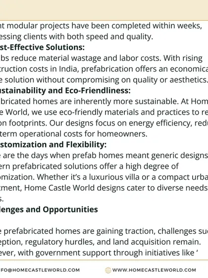 An excerpt from my article on how prefabricated homes are transforming Indian real estate. It details the benefits of cost-effectiveness, sustainability, and customization.