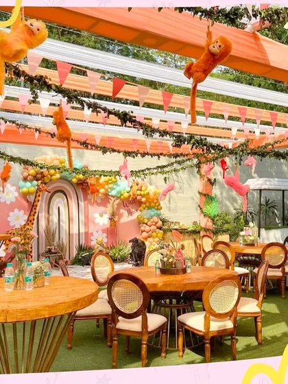 We can host parties with any theme, from a wild jungle adventure with hanging monkeys to a royal princess ball. Our outdoor lawn provides a beautiful setting for any celebration.