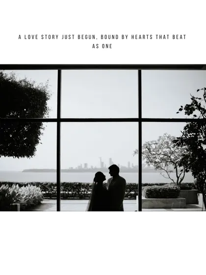 A quiet moment against the Mumbai skyline. This silhouette captures the promise of a shared future, a love story just beginning, framed by the city where their journey continues.