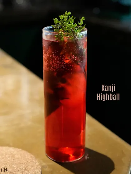 The Kanji Highball, a unique cocktail using the flavour of fermented carrot kanji.