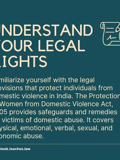 Knowledge is power. I explain your rights under the Protection of Women from Domestic Violence Act, 2005, which covers physical, emotional, and economic abuse.