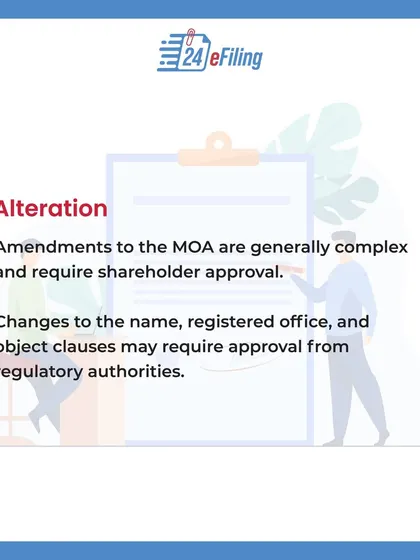 As your business evolves, you may need to amend your MOA. This process can be complex, requiring shareholder and regulatory approval, and we manage it for you to ensure full compliance.