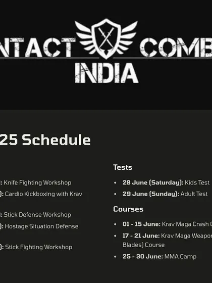 Here is the schedule for our upcoming workshops, courses, and tests. We offer everything from a 15-day Krav Maga crash course to specialized workshops on knife fighting and hostage situations. Plan your training and book your spot.