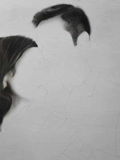 A duplicate of image 232, showing the beginning stages of the portrait.