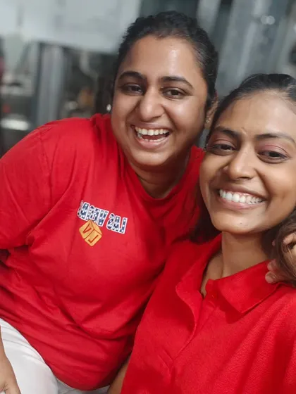 A happy moment between our founders, Chef Pooja and Khyati, during our team Christmas party. Their partnership is the heart of Gourmetly Yours.