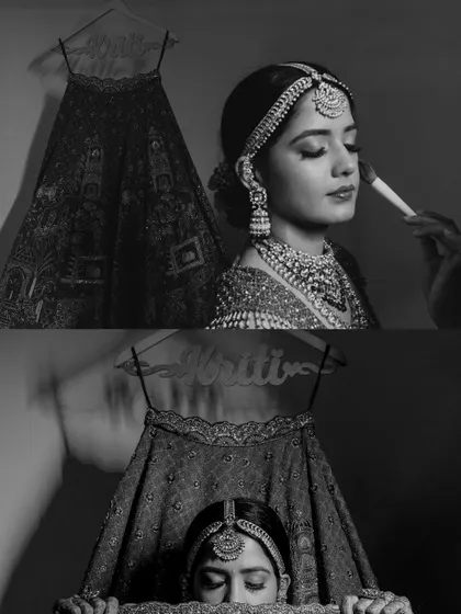 Black and white shots of the bride getting ready. This timeless style adds a touch of drama and focuses on the form and emotion of the moment.
