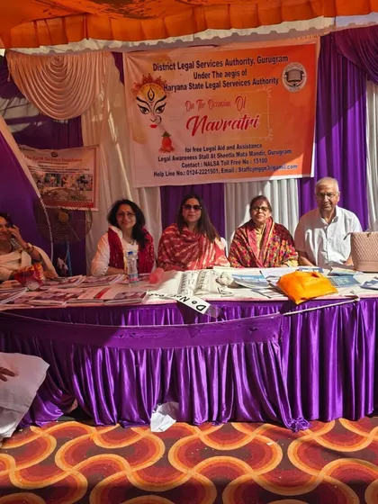 Our team at the DLSA stall, ready to serve the community during the auspicious occasion of Navratri. It is our commitment to ensure access to justice for every citizen.