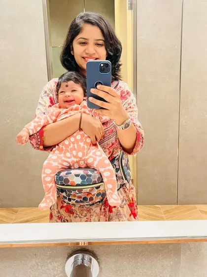My baby's happy smile says it all. These are the precious moments of motherhood that I cherish forever.