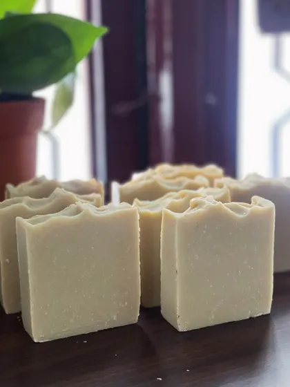 A beautiful display of my Multani Mitti Avocado Butter soaps before they are packed. Each bar takes 30 to 40 days to cure properly.