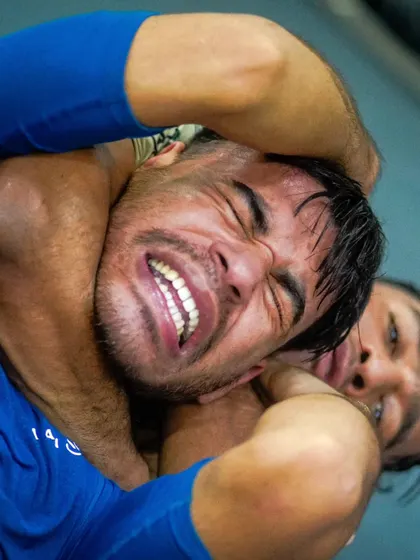 The pain and pressure of a submission attempt. Our fighters learn to stay calm in bad spots and fight to escape until the very last second.