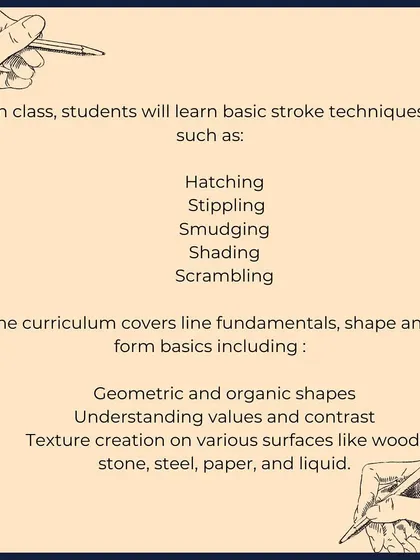 A look at the comprehensive curriculum for our beginner sketching course, covering everything from basic strokes to creating texture.