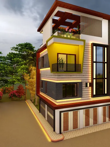 Another angle of the design, showing a yellow accent color instead of green.