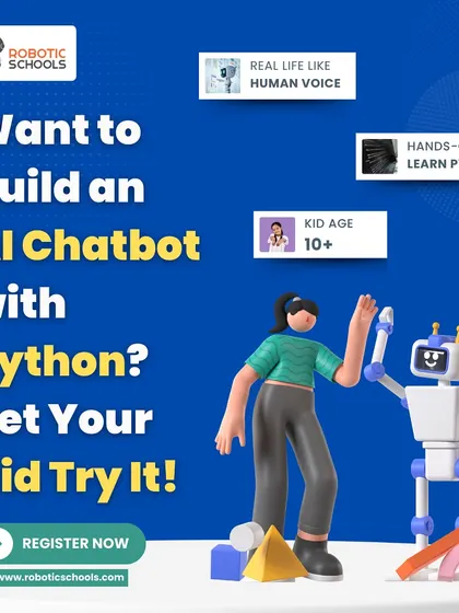 This course focuses on building an AI chatbot using Python. It's a hands-on project for kids aged 10 and up, teaching them a powerful, real-world programming language.