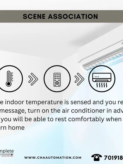 Our scene association feature allows your home to act proactively. The system can sense the indoor temperature, notify you, and let you turn on the air conditioner in advance so you can return to a cool home.