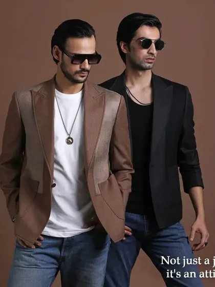 Not just a jacket, it's an attitude. These casual blazers in black and brown are perfect for the cold, but made for the bold.