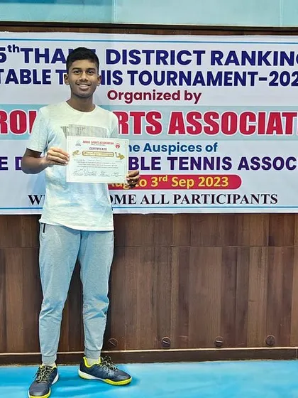 Yashwin Reddy with his certificate after winning a bronze medal in the U-15 category at the 5th District Ranking tournament.