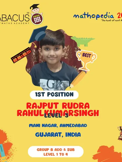 Rajput Rudra Rahul Kumarsingh from Ahmedabad, a proud 1st Position winner.