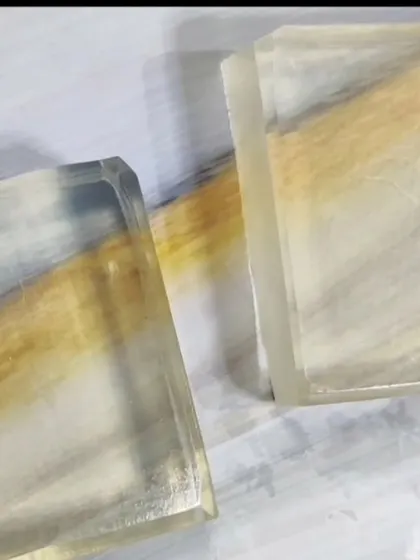 Another look at the perfectly clear, handmade soap base, ready for creative designs.
