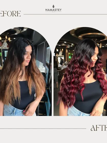 A classic before and after of a red wine color correction and transformation. The result is vibrant, healthy, and beautiful.
