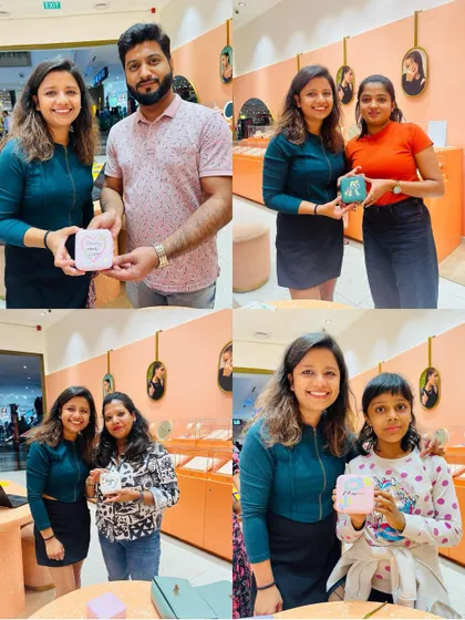 A collage of me with the wonderful customers who came to hear my story and create with me.
