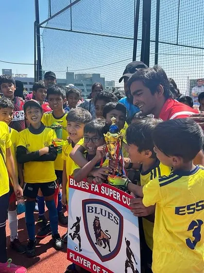 Our U8 kids celebrating as champions of the Blues Super Cup.