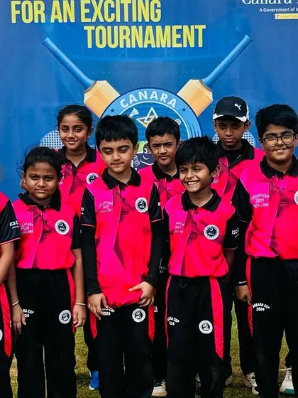 Another U-10 team poses for a photo at the Canara Bank sponsored Dasara Cup.
