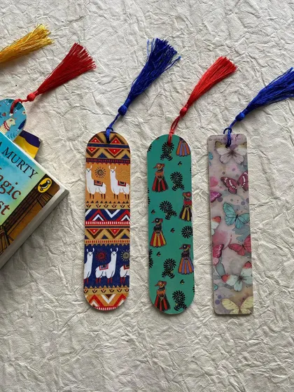 Llama, puppet, and butterfly-themed bookmarks, adding a touch of whimsy to your reading.