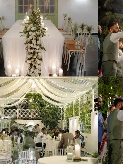 A duplicate of 263, highlighting the sophisticated and romantic table settings for the reception dinner.