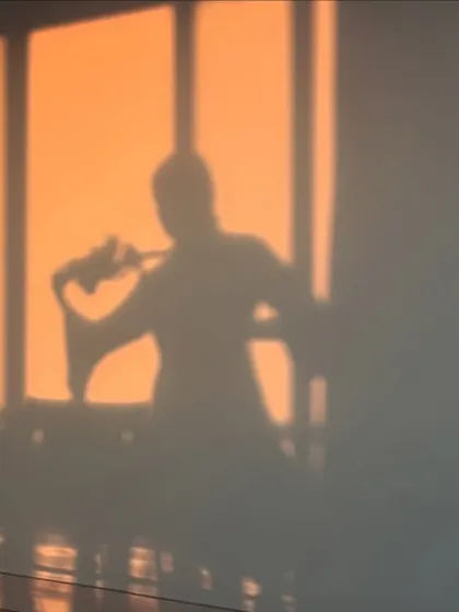 A shadow self-portrait against the golden light of the sunset, a simple, creative expression.