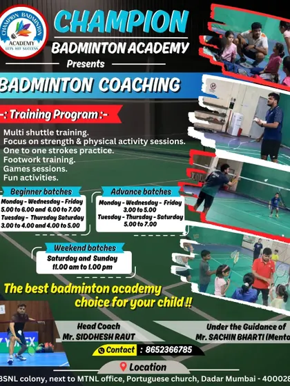 Ready to become a champion? Our training programs are designed for all skill levels, featuring multi-shuttle training, footwork drills, and physical conditioning. We offer beginner, advanced, and weekend batches at our Dadar center.