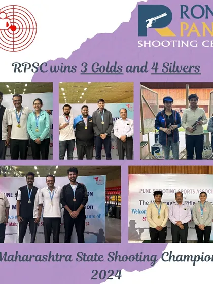 RPSC shines bright with 3 Golds and 4 Silvers at the 39th Maharashtra State Shooting Championship. This collage celebrates our champions and their unmatched skill.