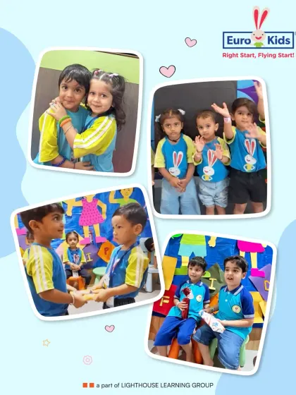A collage of smiles from our Friendship Day celebration. These pictures capture candid moments of hugs, handshakes, and shared laughter, showcasing the beautiful bonds formed at our preschool.