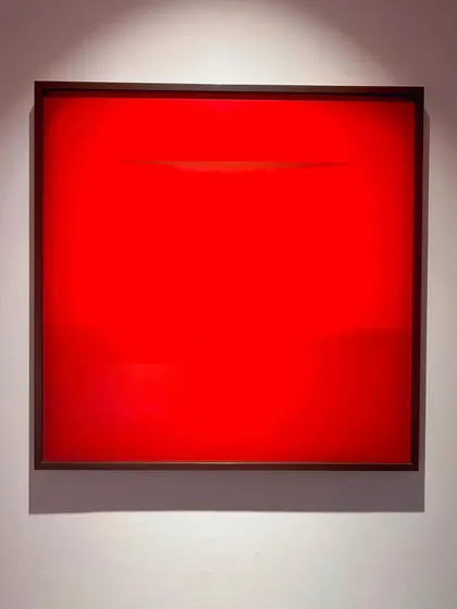 A powerful red canvas from the 'Transience' exhibition by Vipeksha at Bikaner House. I love visiting galleries and sharing the work of contemporary Indian artists.