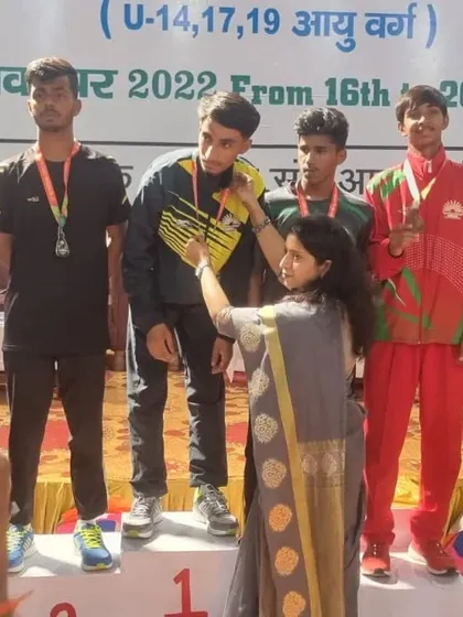 The medal ceremony at the K.V.S National Games. A proud moment for any athlete.