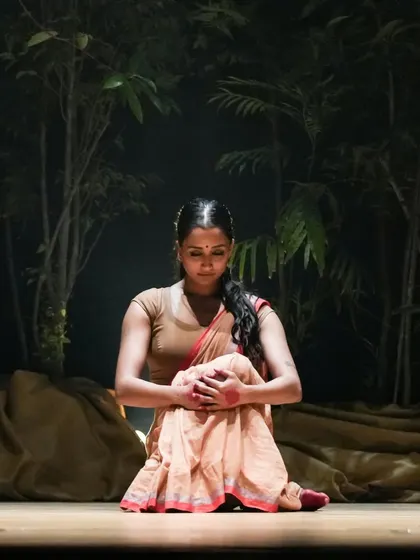 A contemplative pose from 'Sitayana', showcasing the introspective and emotional depth I bring to character-focused choreography.