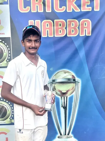 Sanjith Sathis named Player of the Match for his performance in a thrilling victory at the Cricket Habba Tournament U-14.