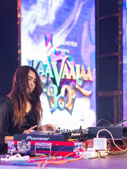 A colorful shot of me at the console during the Kaavaalaa 3.0 EDM festival in Colombo. The vibrant stage production and branding made this an incredible visual experience.