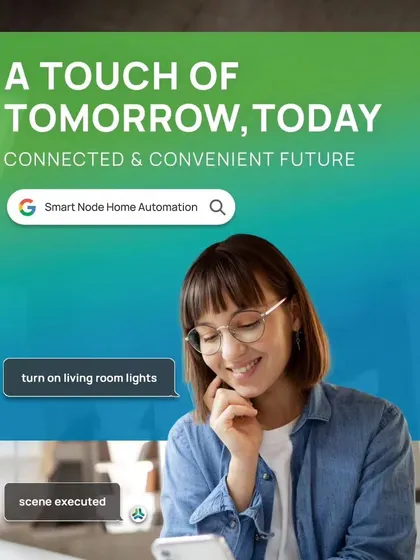 With our system, you are always in control. This image captures the convenience of managing your home through simple voice commands or a quick tap on your smartphone, bringing the future of living to you today.