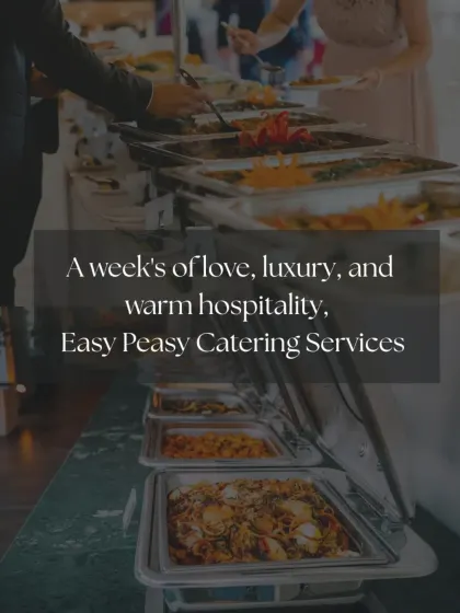 A beautiful shot of a buffet line filled with a variety of colorful dishes. We focus on creating a feast for the eyes as well as the palate.